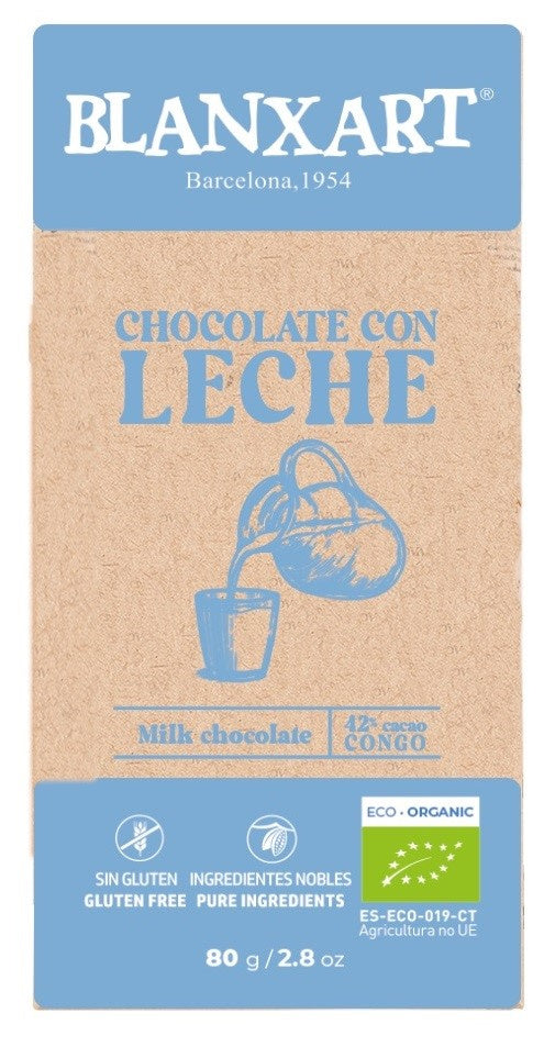 Czekolada mleczna 42% kongo bezglutenowa bio 80 g