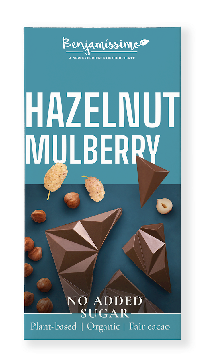 Czekolada orzechy laskowe - morwa bez dodatku cukru bezglutenowa bio 60 g - BENJAMISSIMO