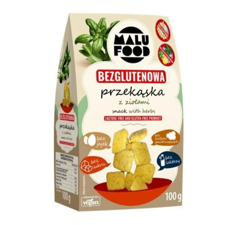 Przekąska z ziołami bez cukru bezglutenowa 100 g - Malu Food