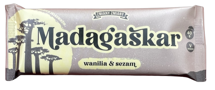 Baton bakaliowy o smaku chałwy "MADAGASKAR" bezglutenowy 40 g - zmiany zmiany