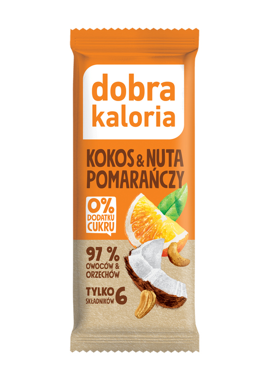 Baton kokos i nuta pomarańczy bez dodatku cukru 35 g