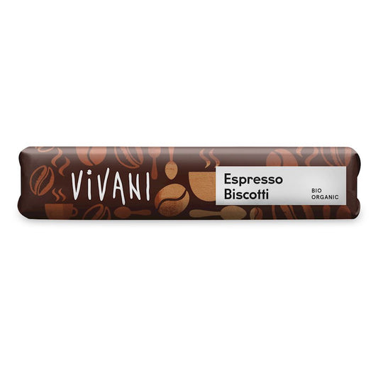Baton z nadzieniem mleczno-kawowym i herbatnikami w polewie z mlecznej czekolady espresso BIO 40 g - Vivani