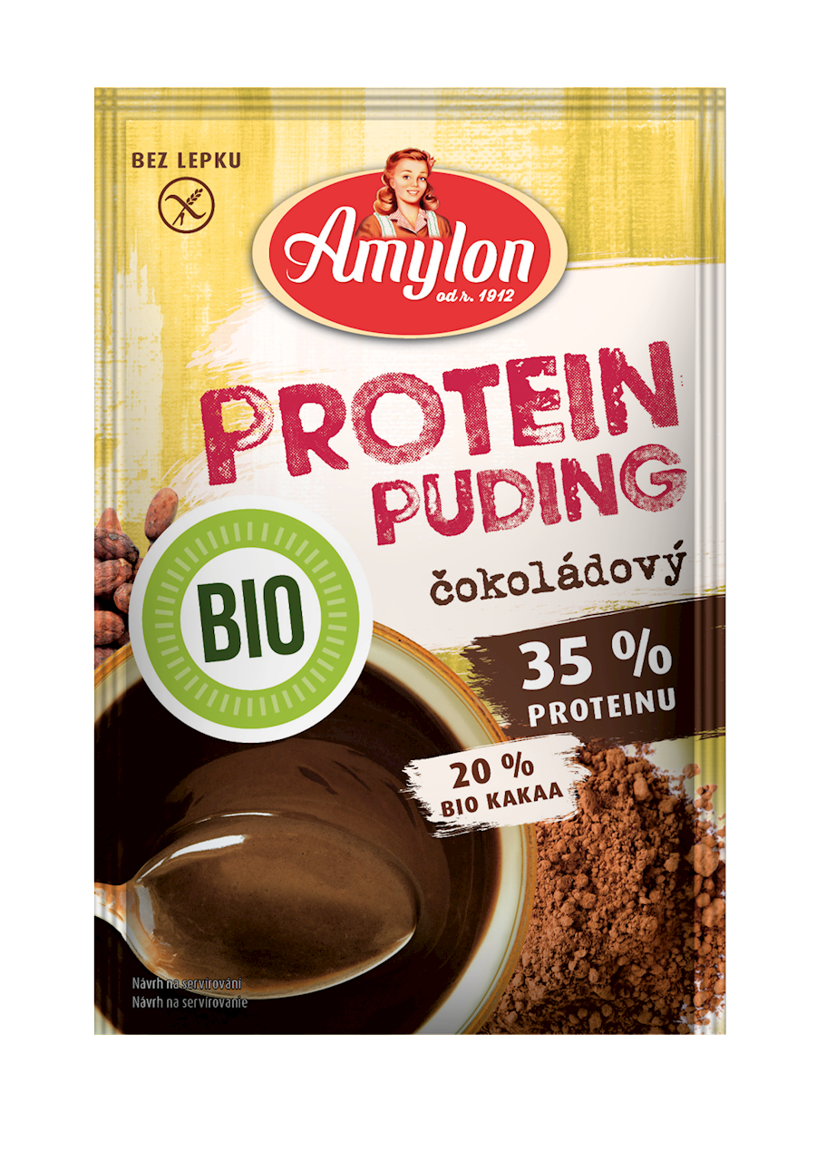 Budyń proteinowy o smaku czekoladowym bez dodatku cukru bezglutenowy bio 45 g - AMYLON