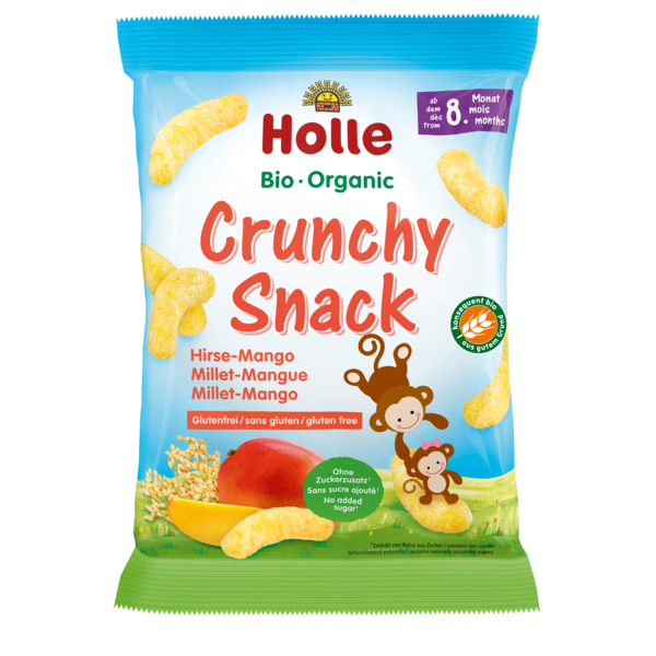 Chrupki jaglane o smaku mango bez dodatku cukrów bezglutenowe od 8 miesiąca BIO 25 g - Holle