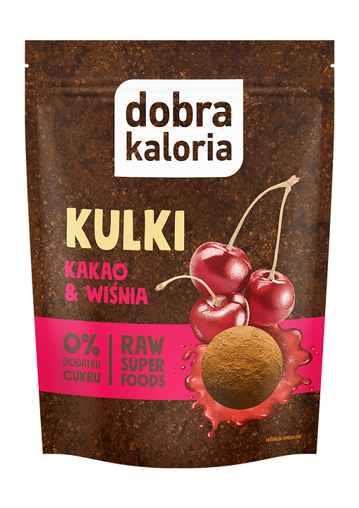 Ciasteczka-kulki mocy kakao&wiśnia bez cukru 58 g