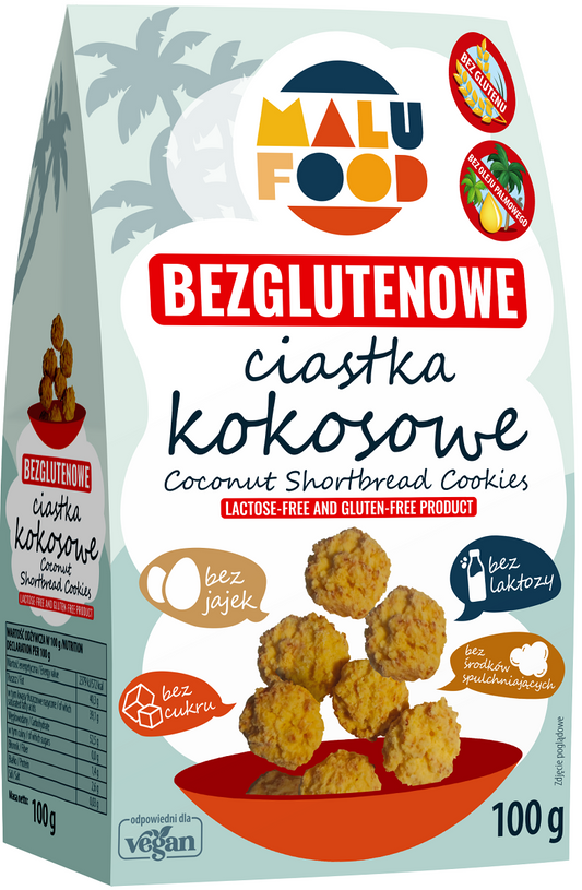 Ciastka kokosowe bezglutenowe, bez cukru 100 g