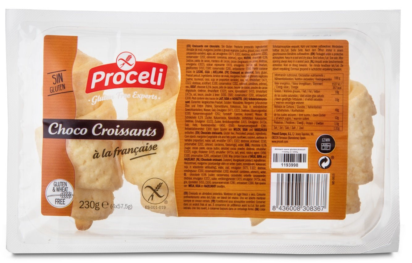 Croissanty z czekoladą do odpiekania bezglutenowe 230 g - Proceli