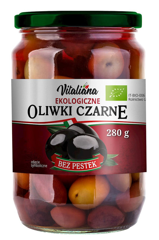 Czarne oliwki w solance BIO 280 g - Vitaliana