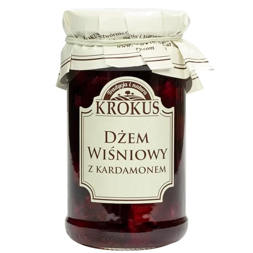 Dżem wiśniowy z kardamonem o obniżonej zawartości cukru bezglutenowy 235 g - Krokus