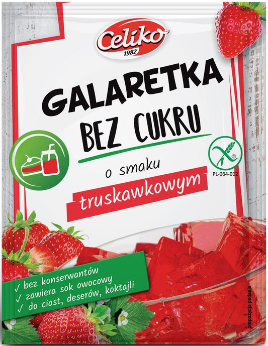 Galaretka bez cukru truskawkowa bez cukru, bezglutenowa Celiko, 14 g
