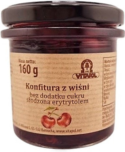 Konfitura z wiśni słodzona erytrytolem bez cukru 160 g