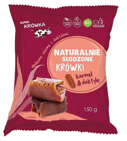 Krówki słodzone agawą & daktylem bez cukru bio 150 g super krówka