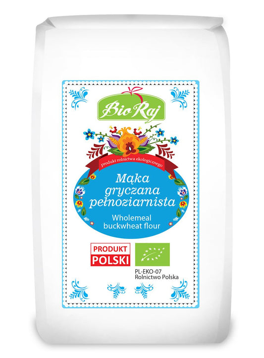 Mąka gryczana pełnoziarnista bio (Polska) 600 g - BIO RAJ