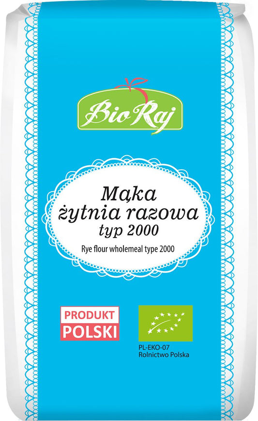 Mąka żytnia razowa typ 2000 bio 1 kg