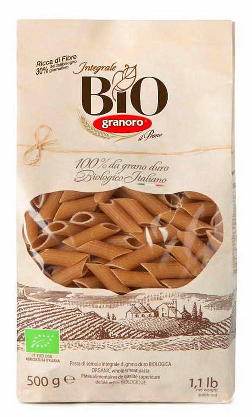 Makaron mezze penne rigate pełnoziarnisty bio 500 g