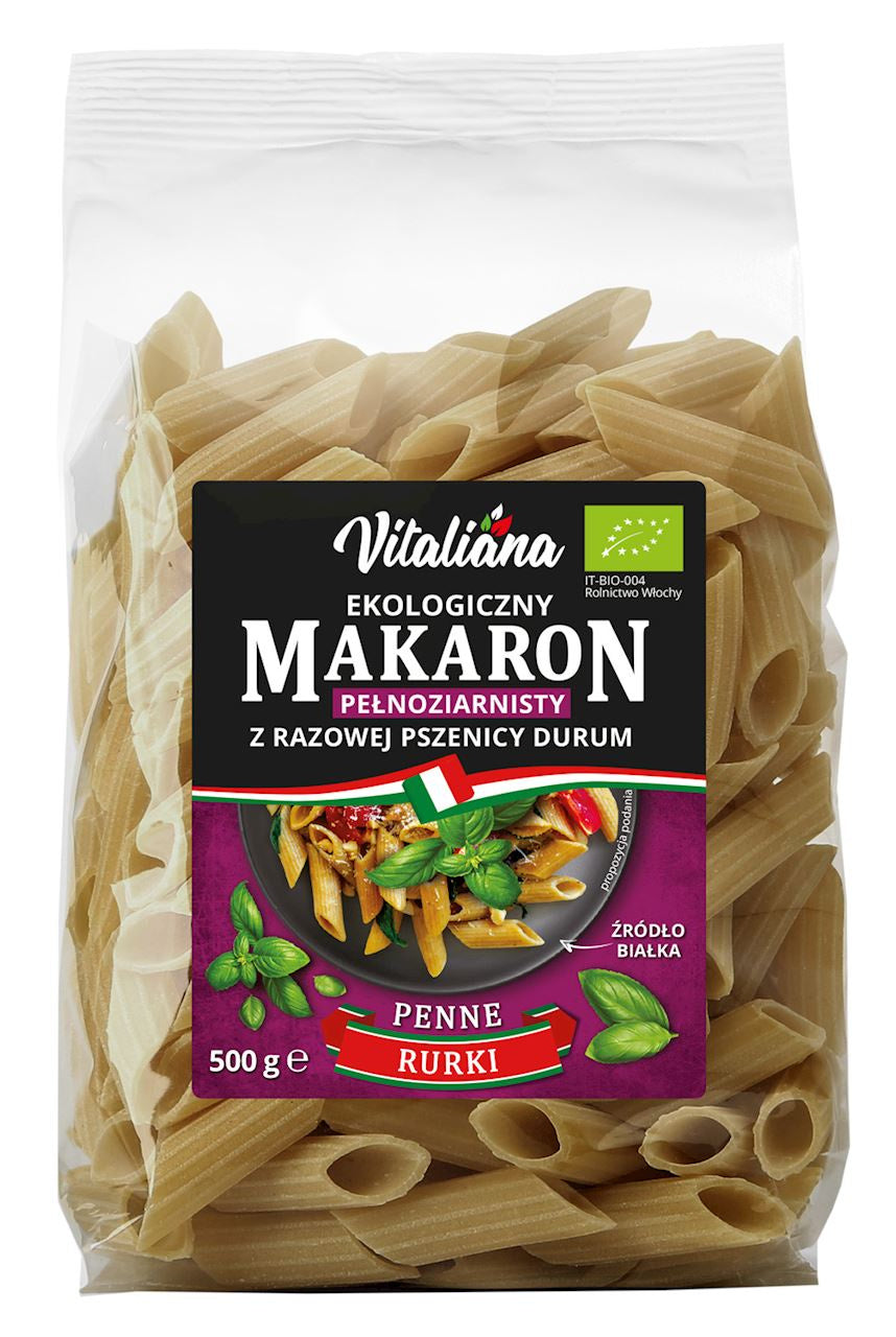Makaron (z razowej pszenicy durum) penne bio 500 g - vitaliana