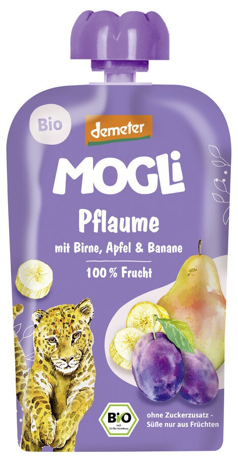 Mus śliwka - gruszka - jabłko - banan bez dodatku cukrów od 1 roku demeter bio 100 g - MOGLI