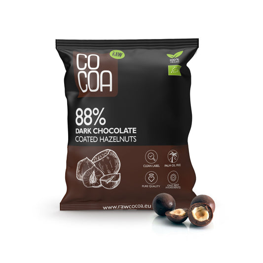 Orzechy laskowe w czekoladzie ciemnej 88% bio 70 g - COCOA