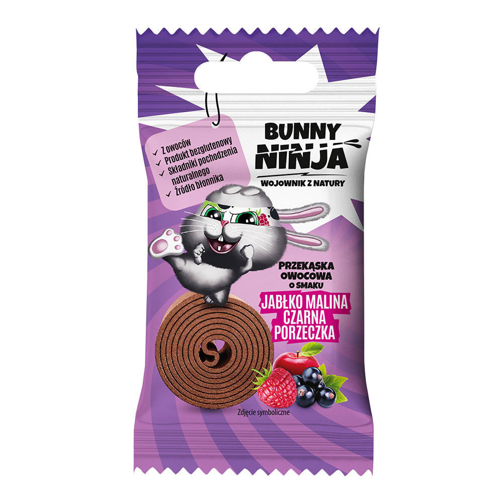 Przekąska owocowa o smaku jabłko-malina-czarna porzeczka 15 g - Bunny Ninja