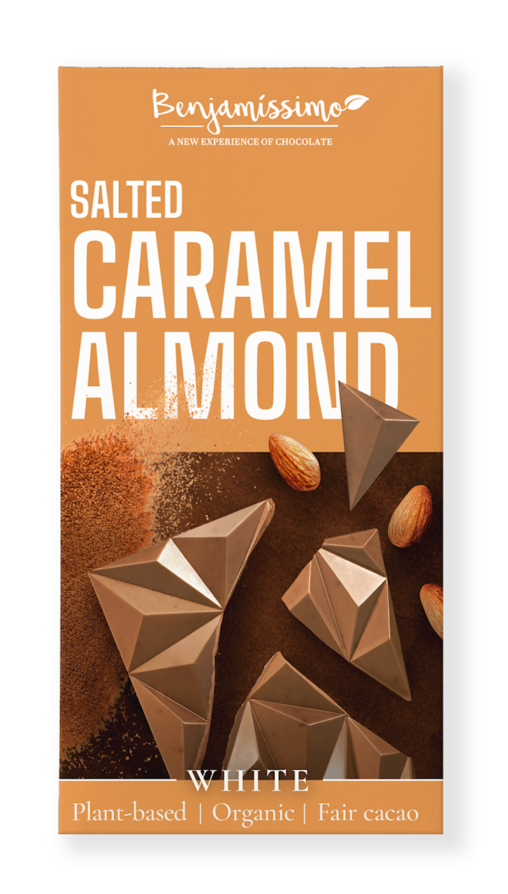 Tabliczka kakaowa słony karmel - migdały bezglutenowa bio 60 g - Benjamissimo
