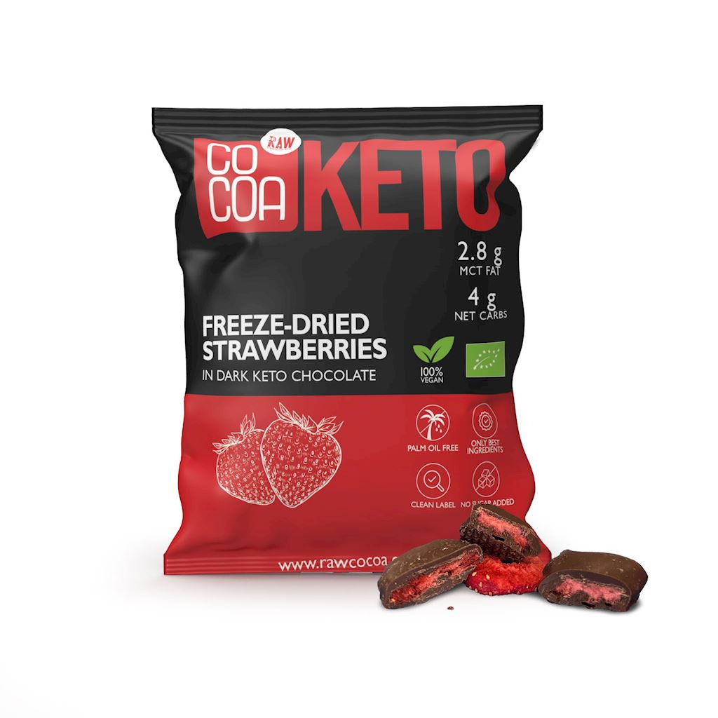 Truskawki w czekoladzie ciemnej bez dodatku cukru keto bio 40 g - Cocoa