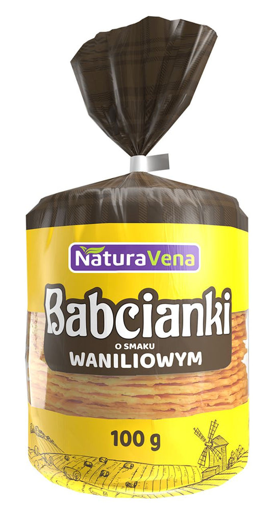 Wafelki bez tłuszczu i bez barwników waniliowe 100 g